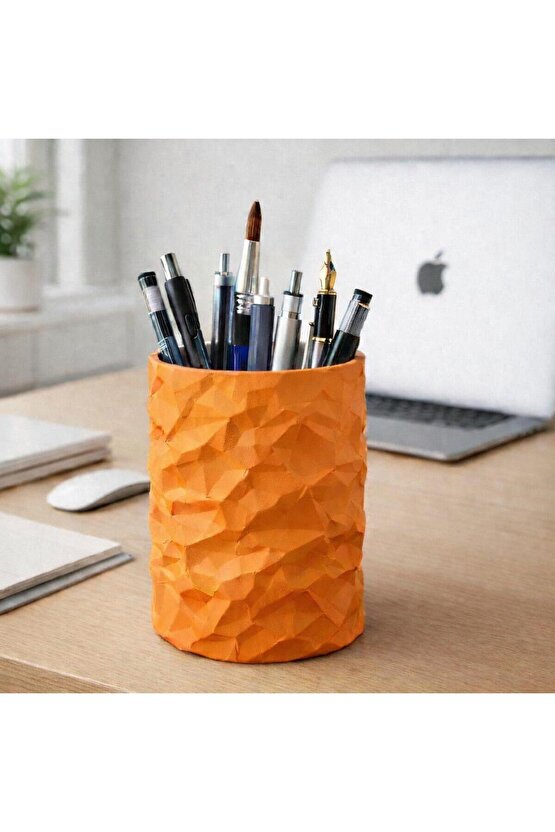 Dokulu 3D Yazıcı Üretimi Dekoratif Masa Üstü Kalemlik ve Organizer