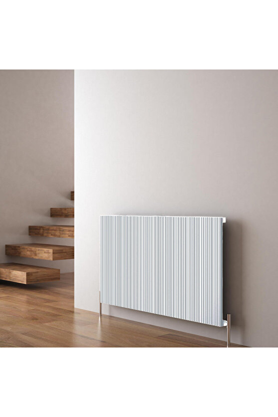 Monza Yatay Alüminyum Radyatör Modern Tasarım Beyaz 60 x 85 cm Kumlu Beyaz