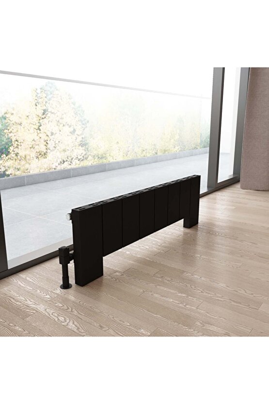 Elvino Floor Yatay Alüminyum Radyatör Modern Tasarım Siyah 30 x 99,5 cm