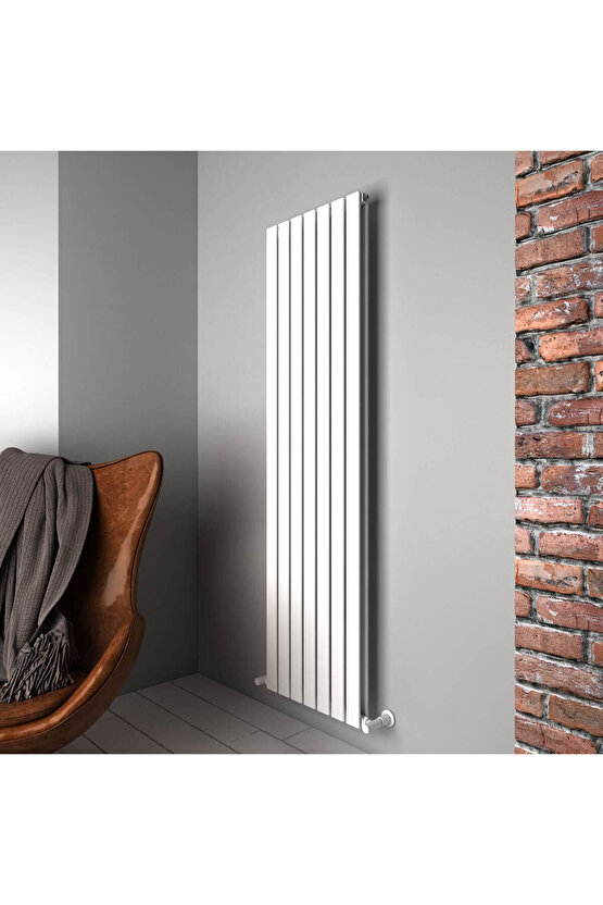 Plata Double Dikey Alüminyum Radyatör Modern Tasarım Beyaz 180 x 49 cm