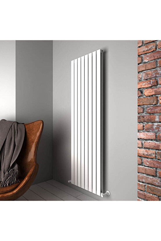 Plata Double Dikey Alüminyum Radyatör Modern Tasarım Beyaz 180 x 56 cm