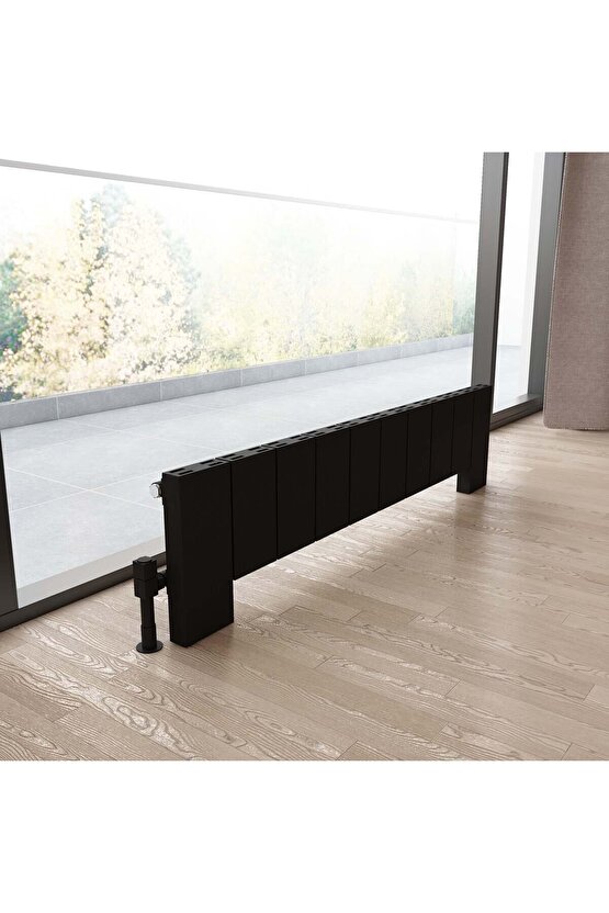 Elvino Floor Yatay Alüminyum Radyatör Modern Tasarım Siyah 30 x 124,5 cm