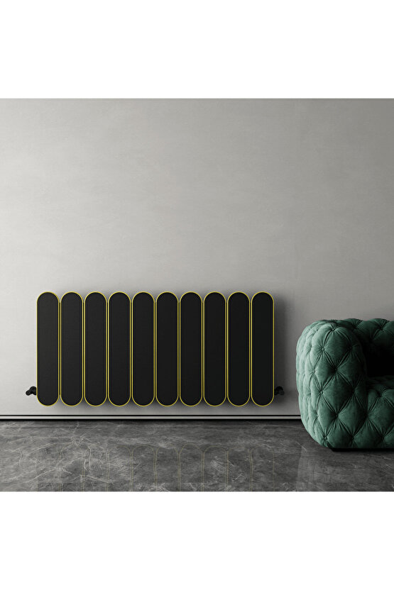 Magico Double Yatay Alüminyum Radyatör Modern Tasarım Siyah 60 x 124,5 cm