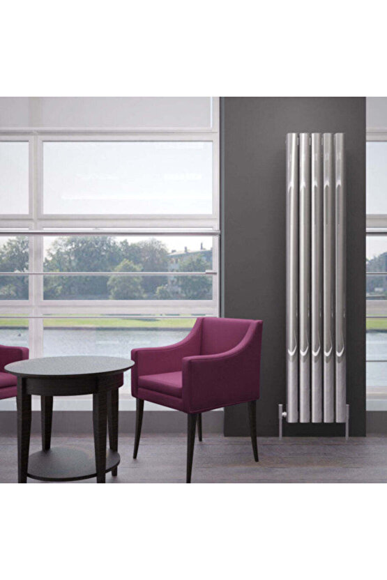 Vesta Dikey Alüminyum Radyatör Modern Tasarım Parlak Eloksal 180 x 37 cm