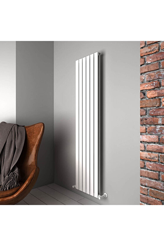 Plata Double Dikey Alüminyum Radyatör Modern Tasarım Beyaz 180 x 42 cm