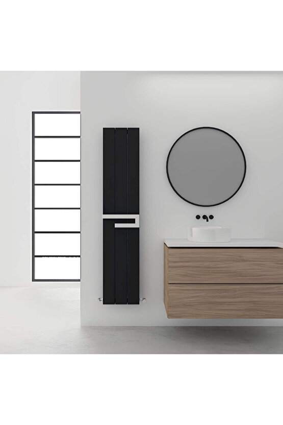 Elvino Bath Mirror Alüminyum Havlupan Modern Tasarım Siyah