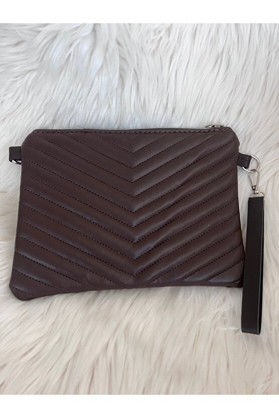 Kahverengi Clutch el çantası
