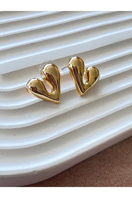 Gold renk Çelik kalp küpe