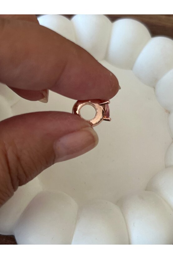 Kalp taş detaylı rose Çelik charm