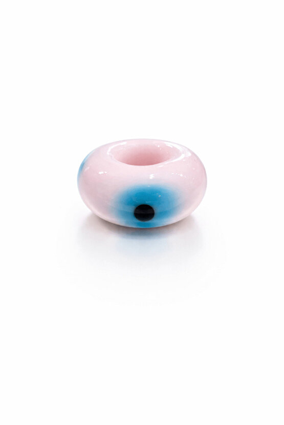 Pembe Gözlü Silindir Murano Cam Charm