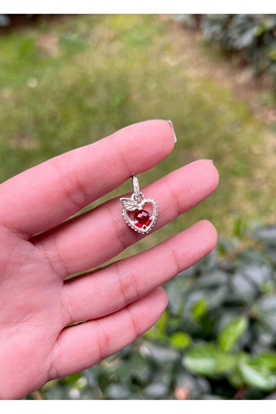 Sallantılı Pembe Taşlı Kalp Charm