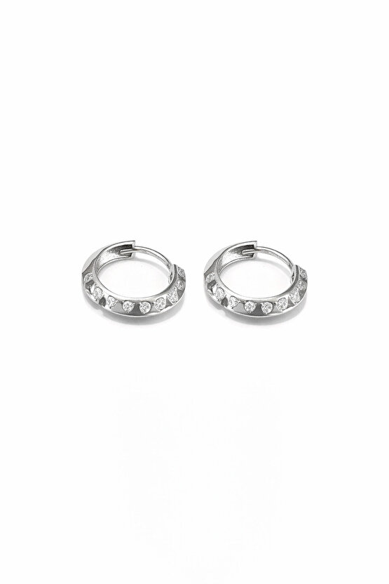 Taşlı Piramit Halka Küpe 17mm