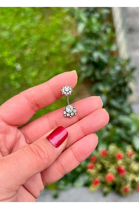 Cerrahi Çelik Çiçek Göbek Piercing
