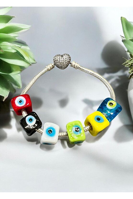 Beyaz Gözlü Murano Cam Charm