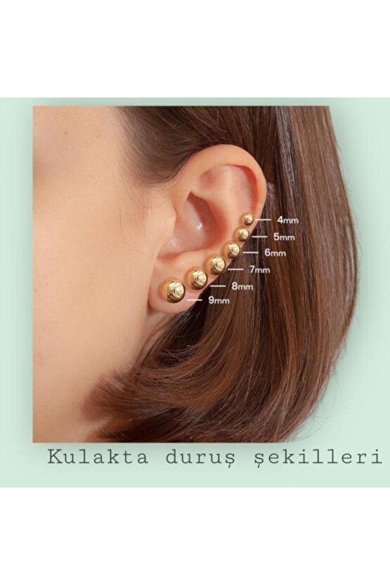 925 ayar gümüş 8 mm Top Küpe