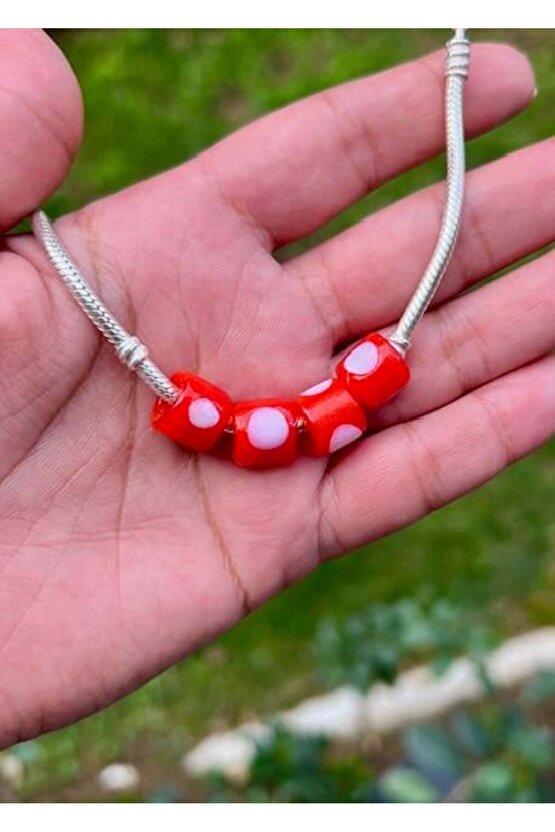 Kırmızı Silindir Murano Cam Charm