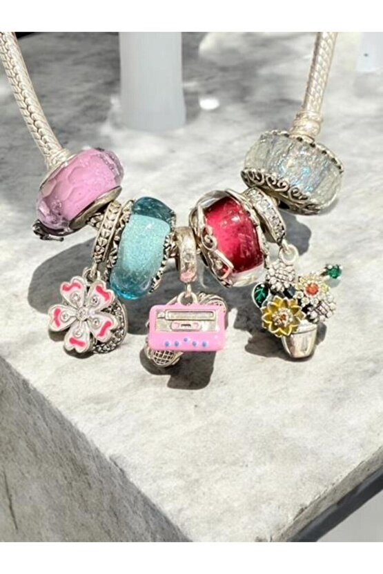 Beyaz Buz Kristali Murano Charm