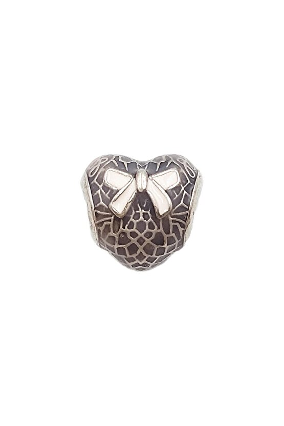 Pembe Kurdeleli Kalp  Charm