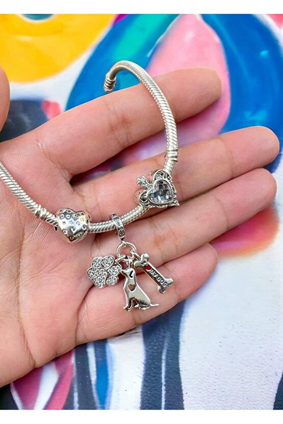 Beyaz Taşlı Kalp Charm