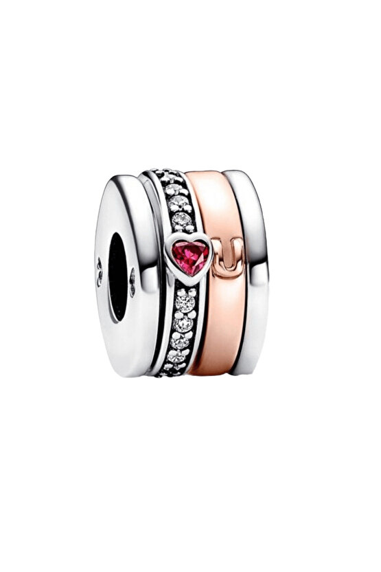 Rose Kırmızı Kalpli Silindir Charm