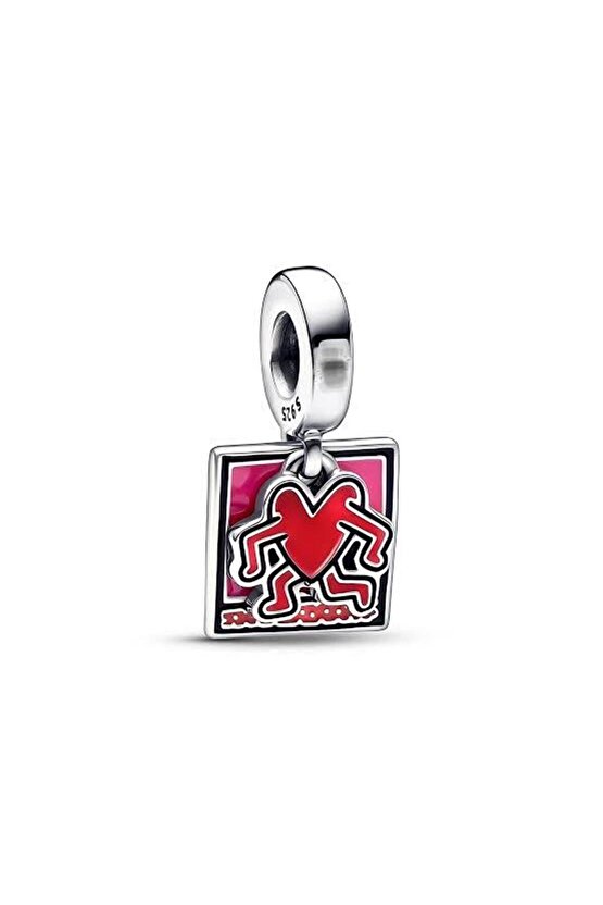 İkili Koşan Kalp Charm