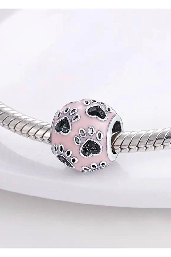 Pembe Kalp Taşlı Küre Charm