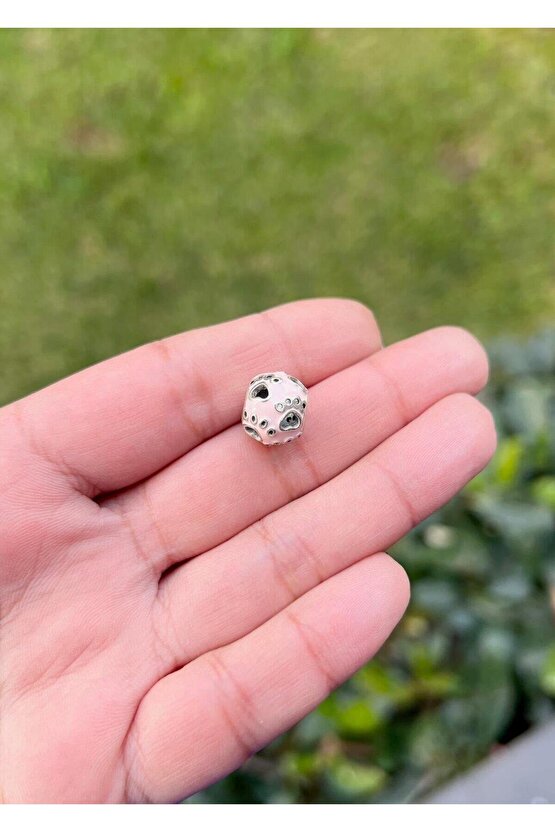 Pembe Kalp Taşlı Küre Charm