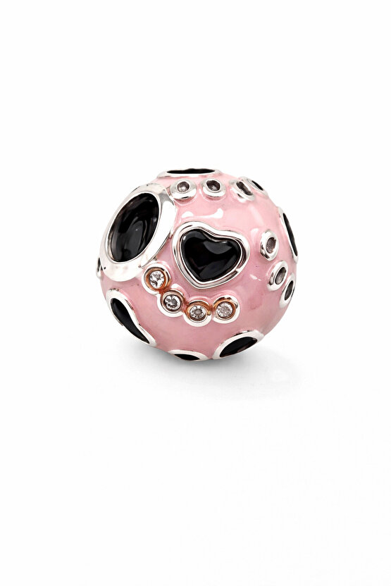 Pembe Kalp Taşlı Küre Charm