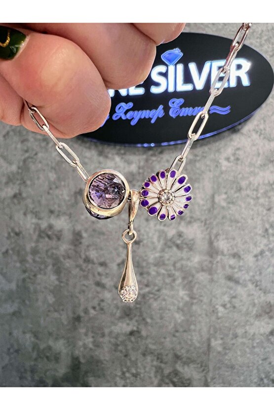 Lila Taşlı Küre Charm