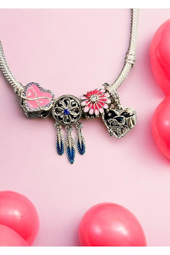 Sonsuzluk Pembe Kalp Charm