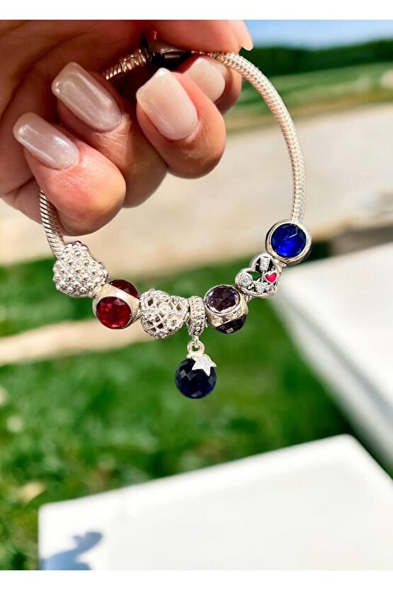 Mavi Taşlı Küre Charm
