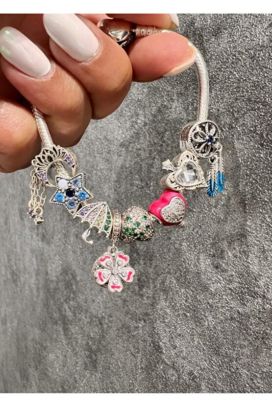 Yeşil Taşlı Şans Kalp Charm