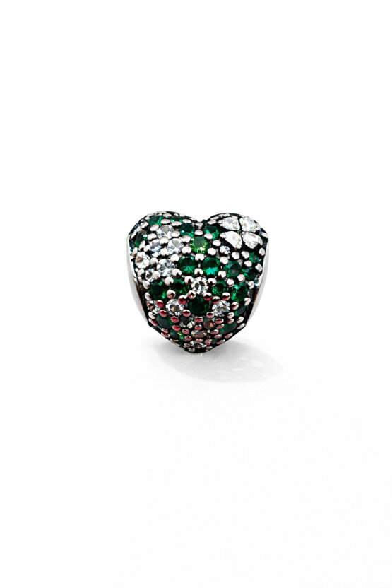 Yeşil Taşlı Şans Kalp Charm