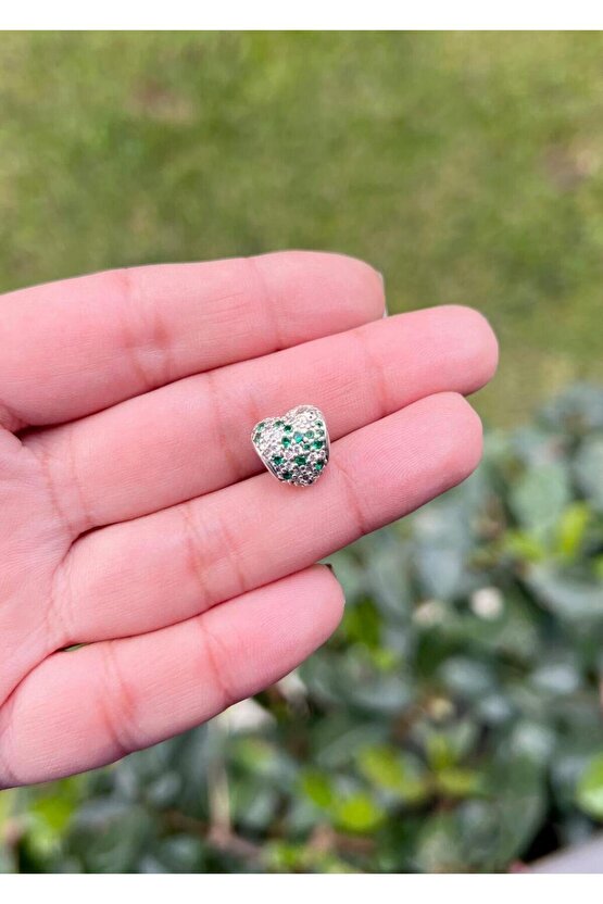 Yeşil Taşlı Şans Kalp Charm