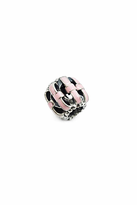 Pembe Şeritli Silindir Charm