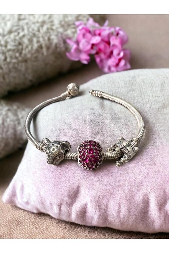 Taşlı Panter Kafası Charm