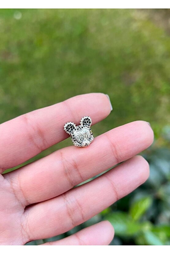 Mickey Siyah Taşlı Charm