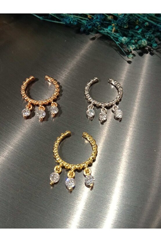 Sallantılı Taşlı Kıkırdak Küpe