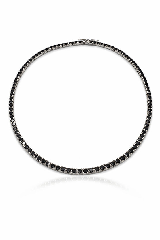 3 mm 42 cm Siyah Taşlı Suyolu Kolye