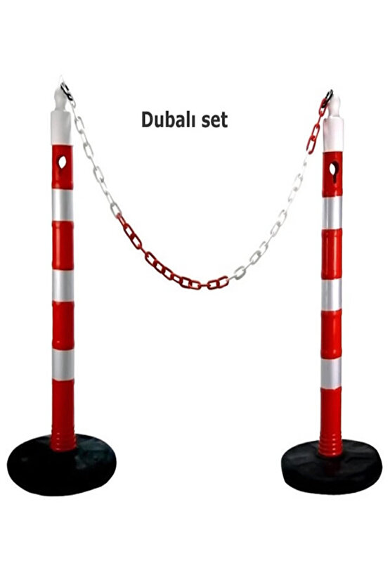 Kırmızı Beyaz Plastik Zincir, Duba Zinciri, Emniyet Zinciri 6 Mm 5 Metre