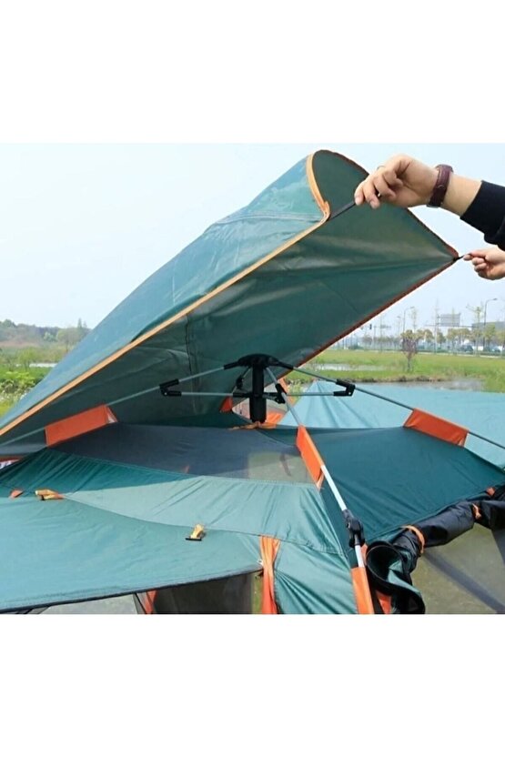4 Kişilik Tenteli Otomatik Kamp Çadırı Yeşil 215x215x145