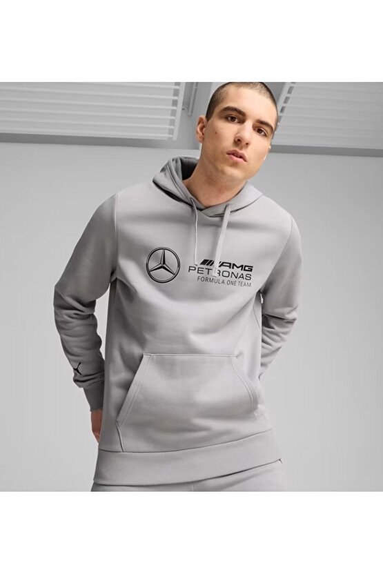627345 Mercedes MAPF1 ESS Hoodie Erkek Kapüşonlu Sweatshirt GRİ