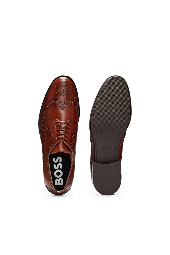 Brogue Detaylı Deri Derbi Ayakkabı