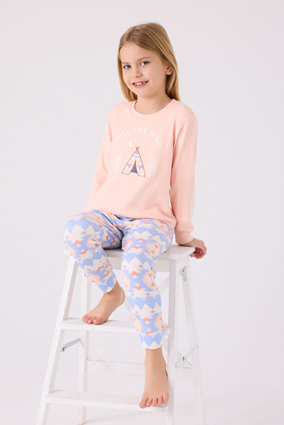 Kız Çocuk Pembe Uzun Kol Pijama Takım