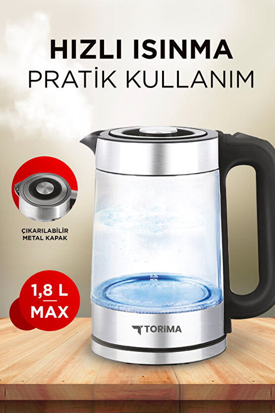 Cam Led Işıklı 1500W 1.8L Kettle Su Isıtıcı TY-083-18X29A