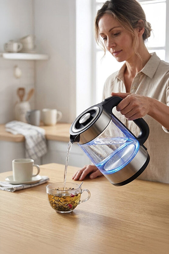 Cam Led Işıklı 1500W 1.8L Kettle Su Isıtıcı TY-083-18X29A