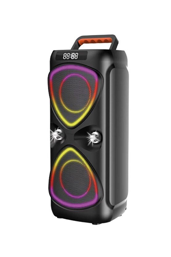 Bluetooh Hoparlör Mikrofonlu Led Işıklı Parti Speaker D78 Siyah