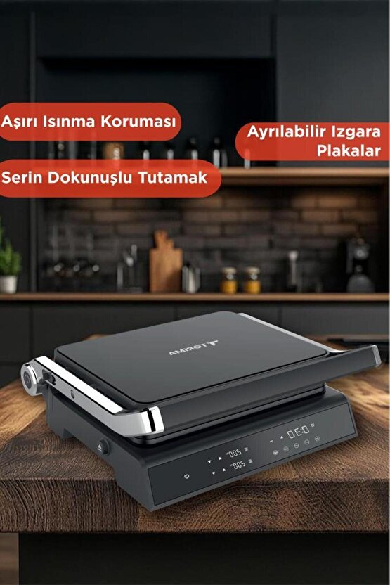 Tost Makinesi 2000W Dijital Ekranlı Çıkarılabilir Plakalı Izgara Makinesi TG PRO500 Siyah