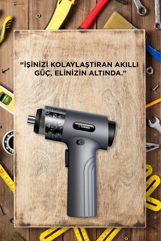 Şarjlı Tornavida Seti 30 Parça Type C Şarjlı Led Işıklı Mıknatıslı TTS01 Gri