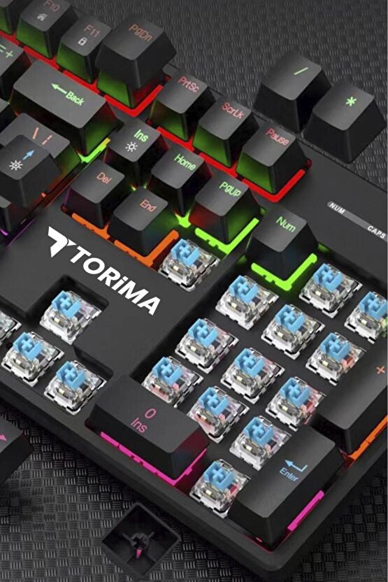 Oyuncu Klavyesi Rgb Işıklı Mekanik Blue Switch Kablolu Klavye TK05 Siyah